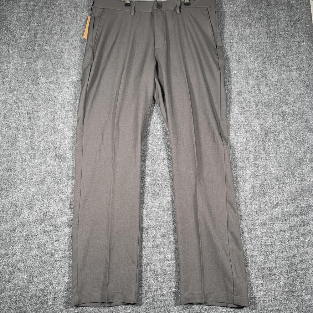 Haggar Dress Pants Mens 36x32 Gray Melange Performance Microfiber Slacks HC10839